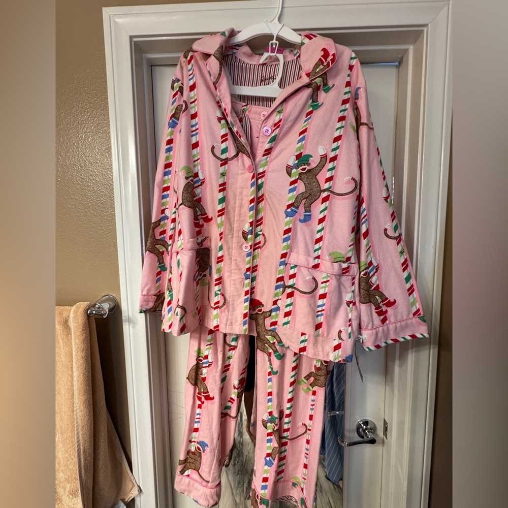 Pink Monkey Print Kids Pajamas